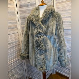 Gray Vintage Plush Faux Fur Jacket L/XL